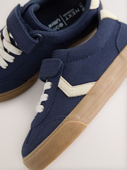 Navy Blue Standard Fit (F) Touch Fastening Elastic Lace Trainers - Image 7 of 8