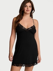 Victoria's Secret Black Modal Rib Tie Back Slip Dress - Image 1 of 3