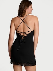 Victoria's Secret Black Modal Rib Tie Back Slip Dress - Image 2 of 3