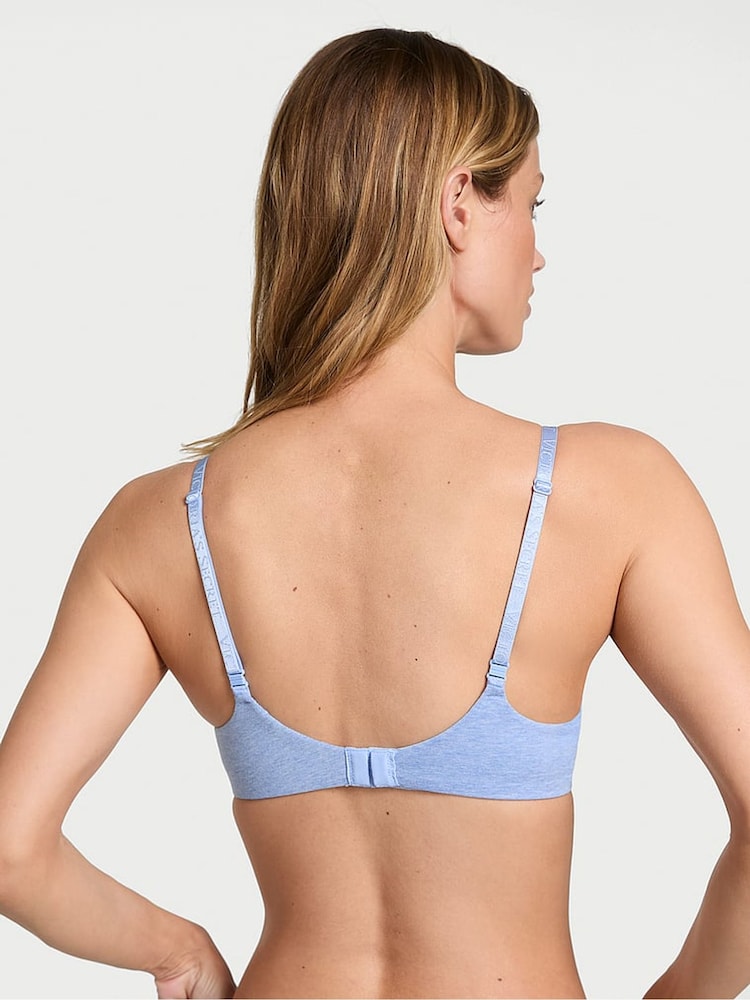 Victoria's Secret Cornflower Heather Blue Non Wired Lightly Lined Cotton Logo Bra - Image 2 of 3