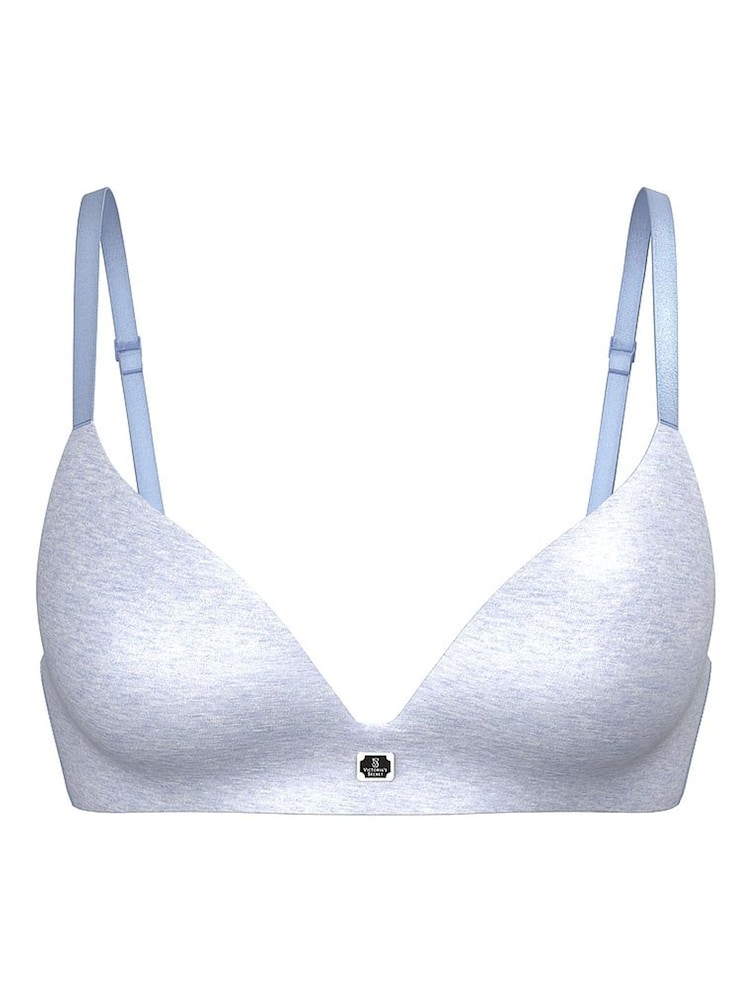 Victoria's Secret Cornflower Heather Blue Non Wired Lightly Lined Cotton Logo Bra - Image 4 of 4 Victoria's Secret Cornflower Heather Blue Non Wired Lightly Lined Cotton Logo Bra - Image 4 of 4