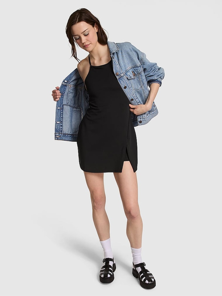 Victoria's Secret PINK Black Mini Relay High Neck Dress - Image 1 of 2