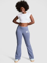 Victoria's Secret PINK Dusty Iris Blue Cotton Foldover Flare Leggings - Image 1 of 4