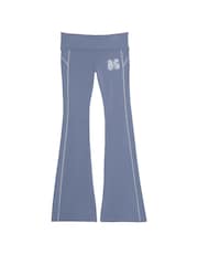 Victoria's Secret PINK Dusty Iris Blue Cotton Foldover Flare Leggings - Image 3 of 4