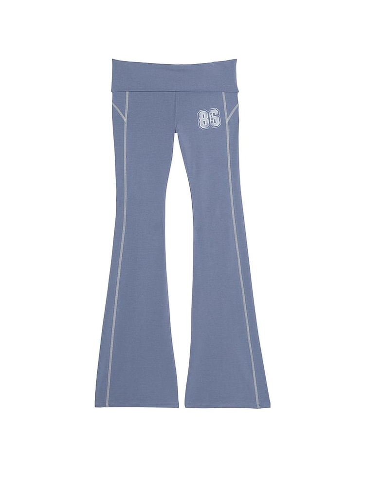 Victoria's Secret PINK Dusty Iris Blue Cotton Foldover Flare Leggings - Image 3 of 4