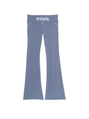 Victoria's Secret PINK Dusty Iris Blue Cotton Foldover Flare Leggings - Image 4 of 4