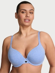 Victoria's Secret Cornflower Heather Blue Full Cup Push Up Cotton Logo Bra - Image 1 of 3