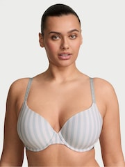 Victoria's Secret Grey Fog Stripe Lightly Lined Demi Cotton Logo Bra - Image 1 of 2