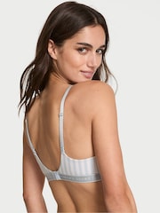 Victoria's Secret Grey Fog Stripe Non Wired Lightly Lined Cotton Logo Bra - Image 2 of 3