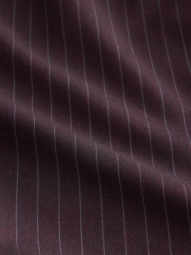 Burgundy Red Textured Stripe A-Symmetric Midi Skirt - Image 2 of 3