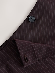Burgundy Red Textured Stripe A-Symmetric Midi Skirt - Image 3 of 3