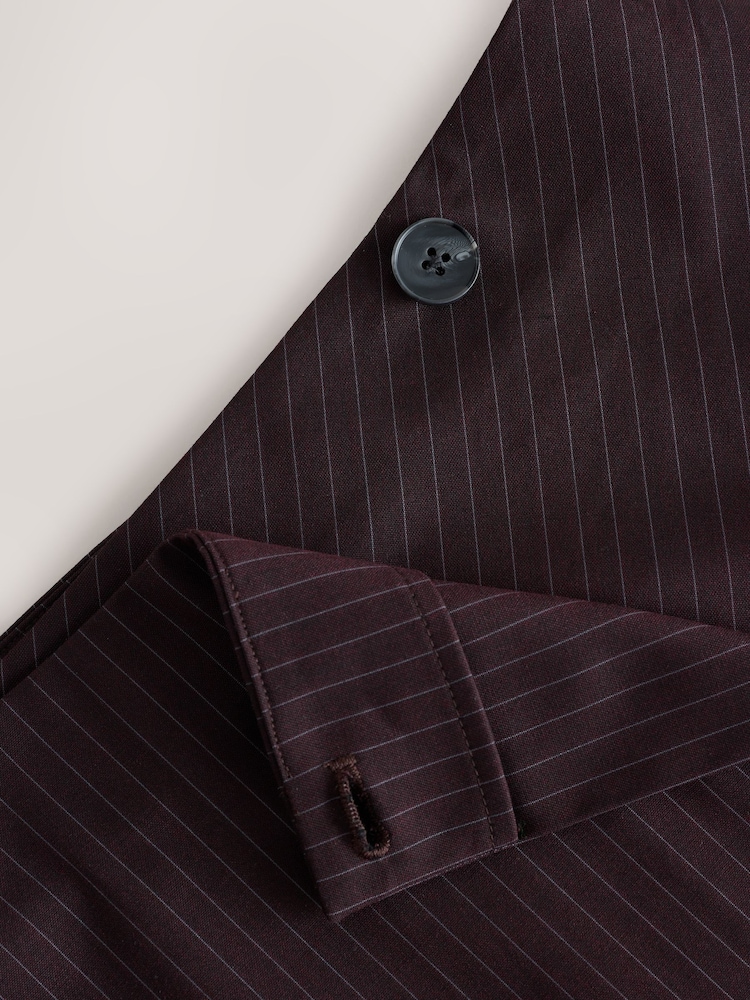 Burgundy Red Textured Stripe A-Symmetric Midi Skirt - Image 3 of 3