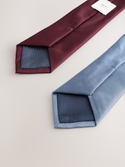 Burgundy and Blue Textured Ties And Clips 2 Pack - Image 3 of 3