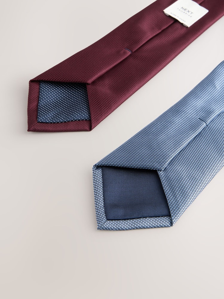 Burgundy and Blue Textured Ties And Clips 2 Pack - Image 3 of 3