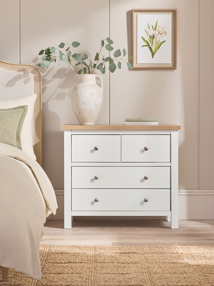Chalk Malvern Paint Effect 4 Drawer Bedside Table - Image 1 of 8