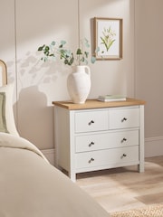 Chalk Malvern Paint Effect 4 Drawer Bedside Table - Image 2 of 8