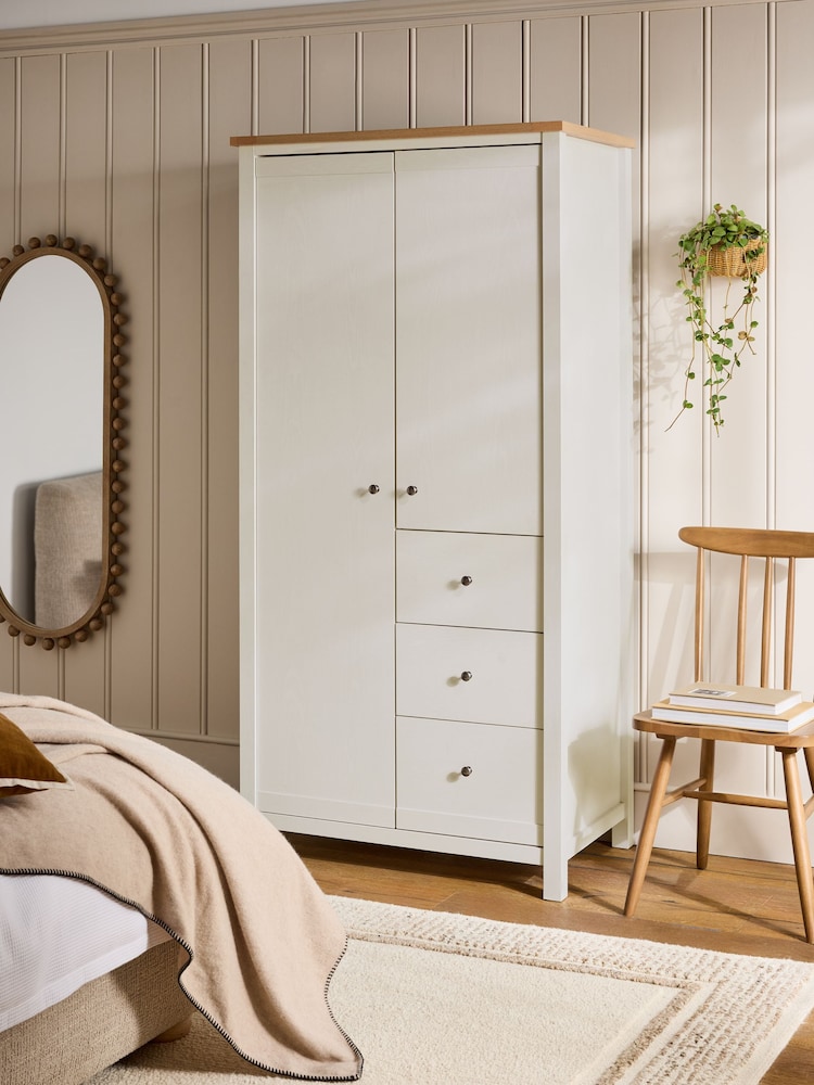 Chalk Malvern Statement Oak Effect Double, 3 drawers Wardrobe - Image 1 of 9
