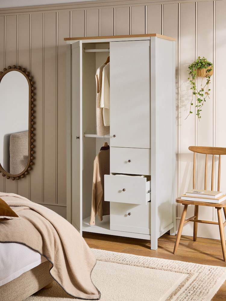 Chalk Malvern Statement Oak Effect Double, 3 drawers Wardrobe - Image 2 of 9