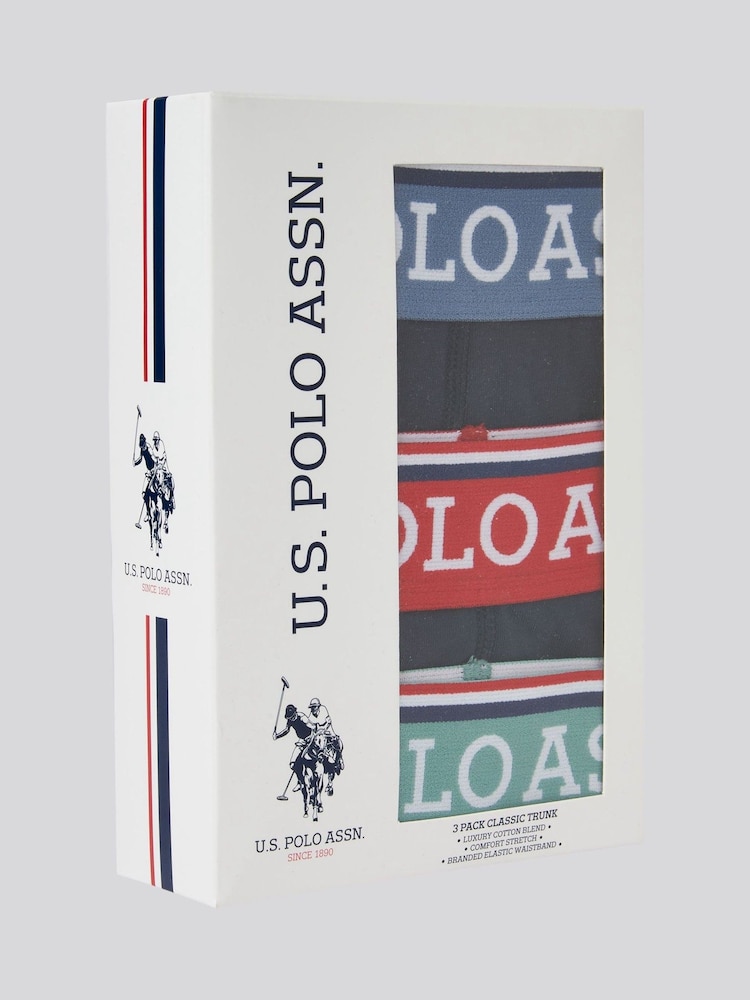 U.S. Polo Assn Blue Mens Highlight Boxers Briefs 3 Pack - Image 3 of 3