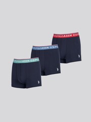 U.S. Polo Assn Blue Mens Highlight Boxers Briefs 3 Pack - Image 7 of 9