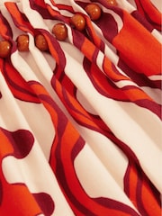 Reiss Red Ria Cotton Bead-Detail Printed Dress - Image 4 of 4