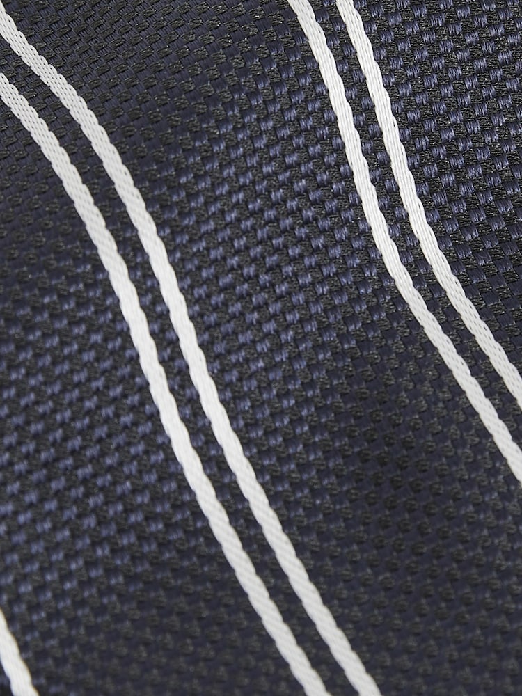 Reiss Navy Cirillo Silk Blend Stripe Tie - Image 4 of 4