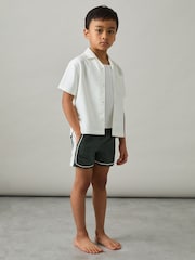 Reiss Green/White Cano Colour-Block Piped Swim Shorts - Image 2 of 4