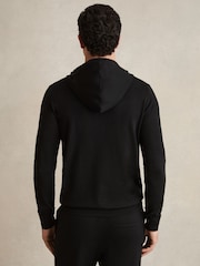 Reiss Black Holland Merino Wool Drawstring Hoodie - Image 4 of 5