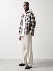 Reiss Navy/Off White Endurance McLaren F1 Team Check Logo Overshirt - Image 2 of 6