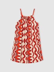 Reiss Red Ria Cotton Bead-Detail Printed Dress - Image 2 of 4