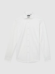Reiss White Nate Cotton-Blend Jersey Cutaway-Collar Shirt - Image 2 of 7