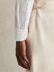 Reiss White Nate Cotton-Blend Jersey Cutaway-Collar Shirt - Image 5 of 7