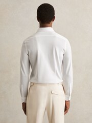 Reiss White Nate Cotton-Blend Jersey Cutaway-Collar Shirt - Image 6 of 7
