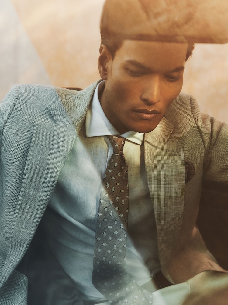 Reiss Tobacco Brown Marco Silk-Blend Mini-Floral Tie - Image 1 of 6