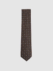 Reiss Tobacco Brown Marco Silk-Blend Mini-Floral Tie - Image 2 of 6