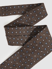 Reiss Tobacco Brown Marco Silk-Blend Mini-Floral Tie - Image 3 of 6