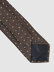 Reiss Tobacco Brown Marco Silk-Blend Mini-Floral Tie - Image 4 of 6