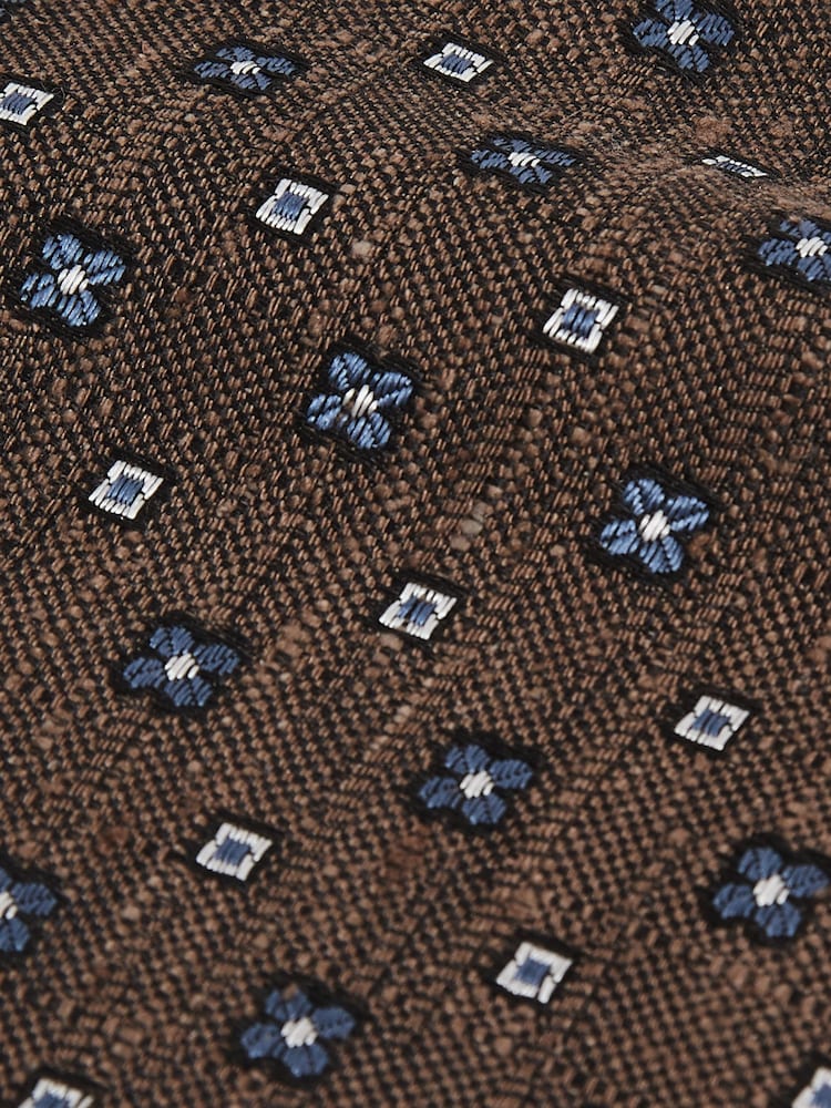Reiss Tobacco Brown Marco Silk-Blend Mini-Floral Tie - Image 6 of 6