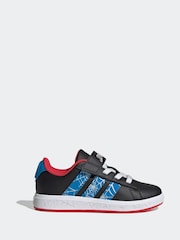 adidas Black Grand Court Spider-Man Print Trainers - Image 1 of 9