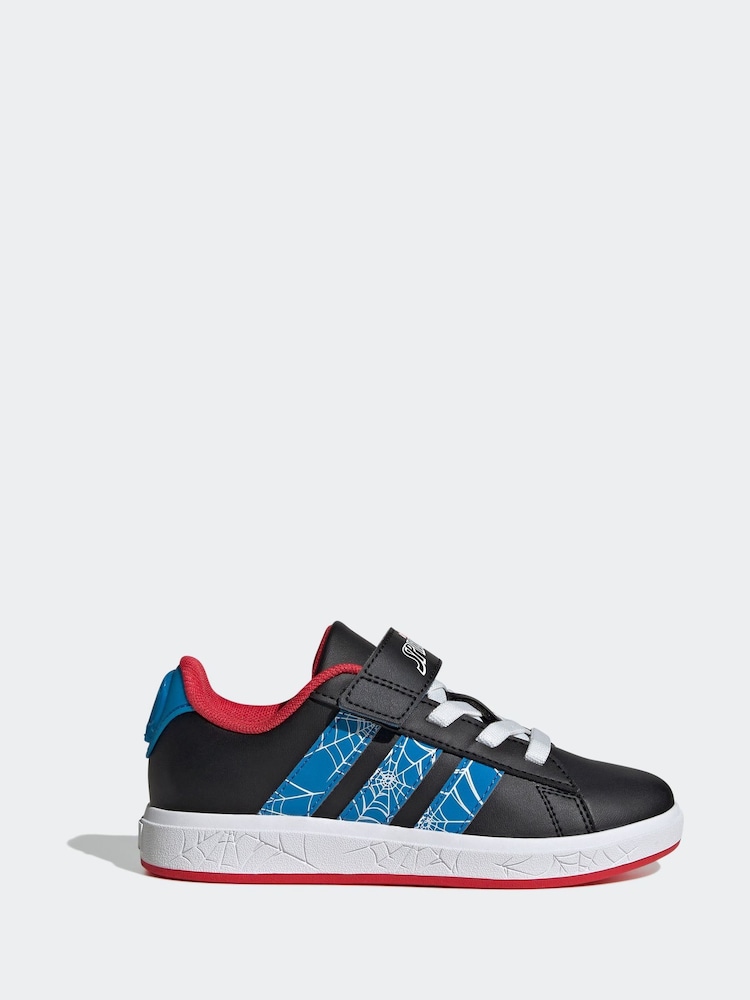 adidas Black Grand Court Spider-Man Print Trainers - Image 1 of 9