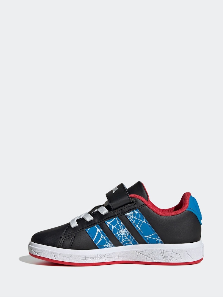adidas Black Grand Court Spider-Man Print Trainers - Image 2 of 9