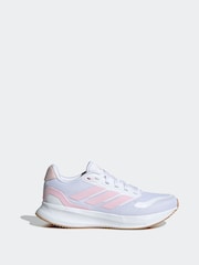 adidas White/Pink Runfalcon 5 Lace Running Junior Trainers - Image 1 of 9