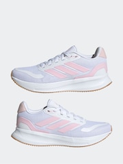 adidas White/Pink Runfalcon 5 Lace Running Junior Trainers - Image 5 of 9
