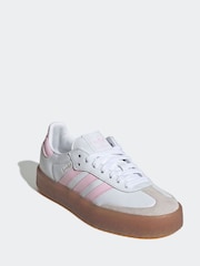 adidas Originals White/Pink Sambae Lace Junior Trainers - Image 1 of 9