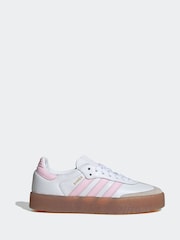 adidas Originals White/Pink Sambae Lace Junior Trainers - Image 3 of 9