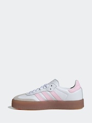 adidas Originals White/Pink Sambae Lace Junior Trainers - Image 4 of 9