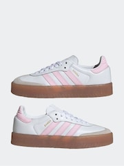 adidas Originals White/Pink Sambae Lace Junior Trainers - Image 5 of 9