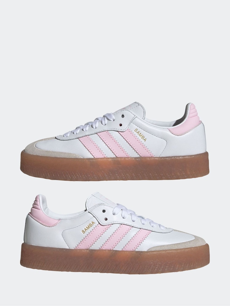 Adidas Sambarose Womens White Adidas With Gum Sole Adidas