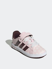 adidas Pink Disney Minnie Mouse Grand Court Elastic Lace Kids Trainers - Image 1 of 9