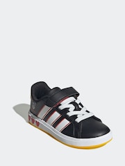 adidas Black Disney Mickey Mouse Grand Court Elastic Lace Kids Trainers - Image 3 of 9